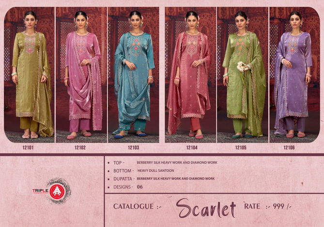 Scarlet By Triple Aaa Diamond Work Silk Dress Material Suppliers In Mumbai
